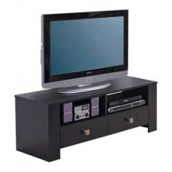 TV Stand Entertainment Unit Black Ash 2 Drawer Suitable for 42 Inch Television Bourne
