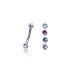The Stainless Steel Jewellery Shop - 316L Surgical Steel Eyebrow Bar CZ 4 colours set of 4