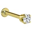 16 Gauge 5/16" -Solid 14KT Yellow Gold 3mm Cubic Zirconia Tragus Earring Stud