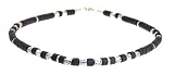 Surf Surfer Black & Silver Colour Bead Beads Necklace Choker - A