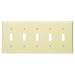 Leviton 86023 5-Gang Toggle Device Switch Wallplate, Standard Size, Thermoset, Device Mount, Ivory