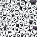 Plastic Alphabet Beads 7mm Round White w/ Black Letters (150pcs/pkg)