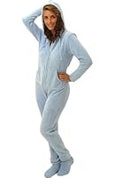Del Rossa Women's Fleece Hooded Footed One Piece Onesie Pajamas