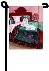 Maltese - Waiting on Mom - Garden Flags