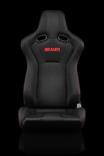 BRAUM BRR3-BKGY S8 Series Sport Reclining Seats, Black &amp; Red