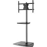 Product details for OmniMount FSUA-B Flat Panel Floor Stand With Universal Adapter And Shelf