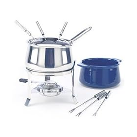 Chantal Blue/Stainless Steel Combo Fondue Pot 2 Qt.