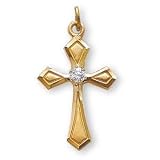 24K Gold over Sterling Silver and Crystal CZ Cross with 18-inch Chain