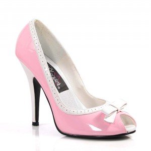 SEDUCE-218, 5 Peep Toe Pump W/ Contrast Heel Bow