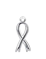 Posh Mommy® Breast Cancer Awareness Ribbon Charm 14K White R45322