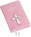 Soft Pink Leather New Testament with Sterling Silver Cross