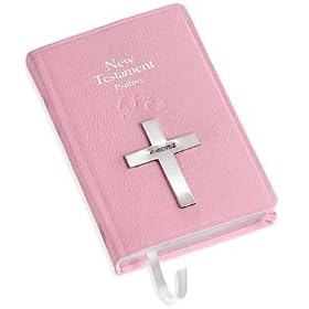 Soft Pink Leather New Testament with Sterling Silver Cross