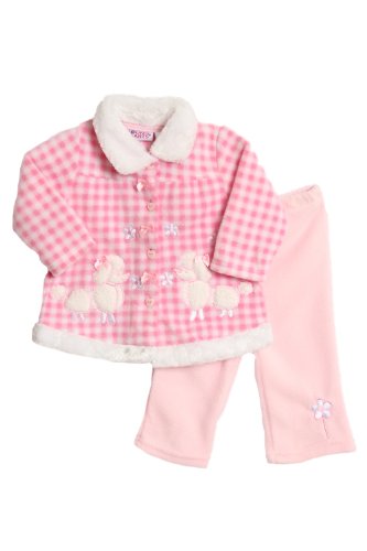 Young Hearts Baby-girls Newborn Poodle Fleece Set, Pink, 3/6 Months