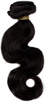 YILU Virgin Chic Hair Extension 100% Virgin Remy Hair Brazilian Weft Body Wave #1B (12")