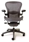 Aeron Chair - Leather Arms- Highly Adjustable Graphite Frame - Grey-Black T ....