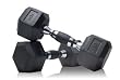 Hex Dumbbell Pairs; Rubber Grip Inlay; Chrome Finish Hex Dumbbell Pairs; Rubber Grip Inlay; Chrome Finish