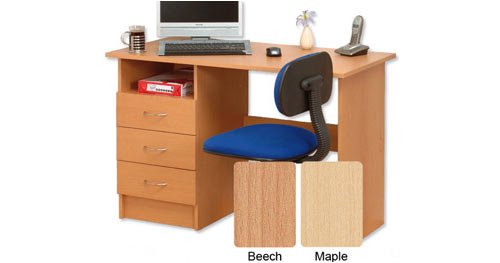 Influx Trumpington Desk Workstation Homeworking 3 Drawer W1100xD550xH775mm Beech