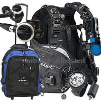 Oceanic Probe LX BCD, Delta 4 DVT Reg, VT3 Computer, Air XS II Octo & At Pack Bag