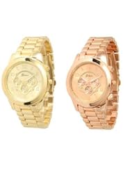 2 Pack Geneva Boyfriend Watches Medium Sized Rose Gold and Gold