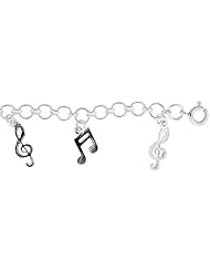 Sterling Silver Musical Notes Charm Bracelet