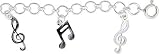 Sterling Silver Musical Notes Charm Anklet