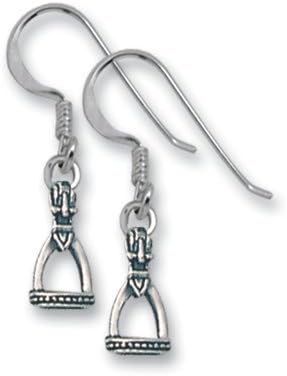 Heather Needham, Silver Horse Stirrups Drop Earrings - Size: 6mm X 10mm