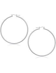 14K White Gold Polished Hoop Earrings (60 mm)