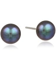 Sterling Silver 6.5-7mm Freshwater Cultured Colored Button Pearl Studs