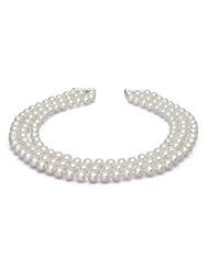 7-8 mm Freshwater Pearl Three Strands (17", 18", 19") Necklace - Sterling Silver Clasp