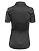LE3NO Womens Short Sleeve Button Down Shirt With Stretch,L3nwt575a_black,Large