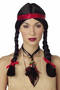Adult Women's Indian Costume Wig with Headband