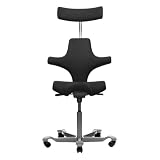 Capisco Black Fabric Saddle Seat Task Chair with Headrest