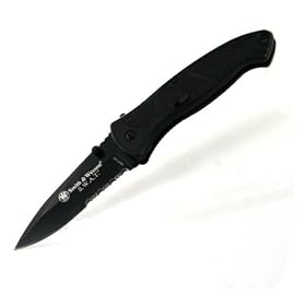 Smith & Wesson SWATLBS Large Serrated Assisted Opening Knife, Black
