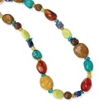 .925 Silver & Multi-Stone Beaded Necklace- 16"+2"