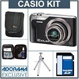 Casio EX-H10 Digital Camera Kit,- Black - with 4 GB SD Memory Card, Camera Case, Table Top Tripod, Professional Lens Cleaning Kit