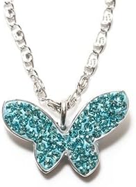Blue Zircon Butterfly Necklace with Genuine Pavè Crystals