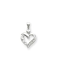 .04 Carat Diamond Heart Pendant in 14 Karat White Gold