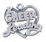 Solid Sterling Silver I Love Cheer Leading Charm