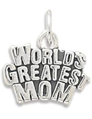 Genuine Elegante (TM) Pendant. Worlds Greatest Mom Charm. 100% Satisfaction Guaranteed.