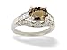 14K White Gold Genuine Oval Smoky Quartz and Diamond Antique Style Ring