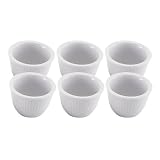 HIC Porcelain 5-Ounce Ribbed Custard Cup, Set of Six