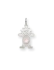 14K White Gold Girl 2.5mm Synthetic