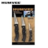 HUMVEE Half-Serrated Stainless Steel Tactical Knife Set (3-Pack), Black Finish