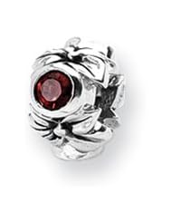 Red CZ, Floral Charm in Silver for 3mm Charm Bracelets