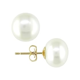 10K Yellow Gold 8-8.5mm Cultured Freshwater Pearl Earrings