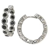 1 1/2 ctw Black Diamond Hoop Earrings