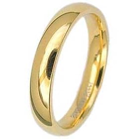 New Gents Stainless Steel Gold Plated Wedding Band Ring, 4mm Wide - Size M