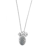 Keepsake Lockets Silver Tone Charms Vintage Look Necklace