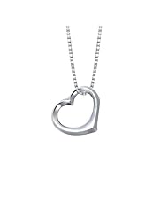 Sterling Silver Open Heart Pendant Necklace, 18"