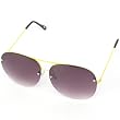 Men's Big Rimless Round Rappr Sunglasses Yellow Tone Metal Frame with Smoke Lens